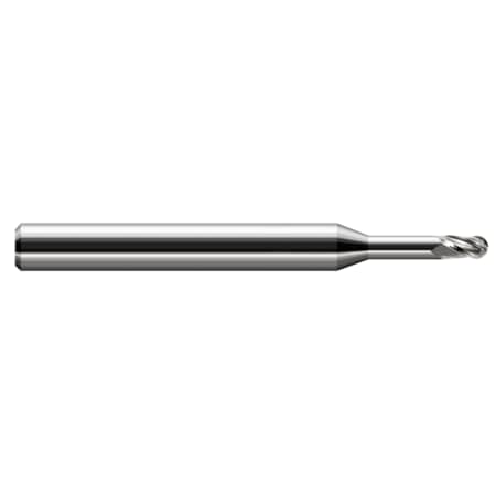 Miniature End Mill - Ball - Long Reach, Stub Flute, 0.0450, Shank Dia.: 1/8